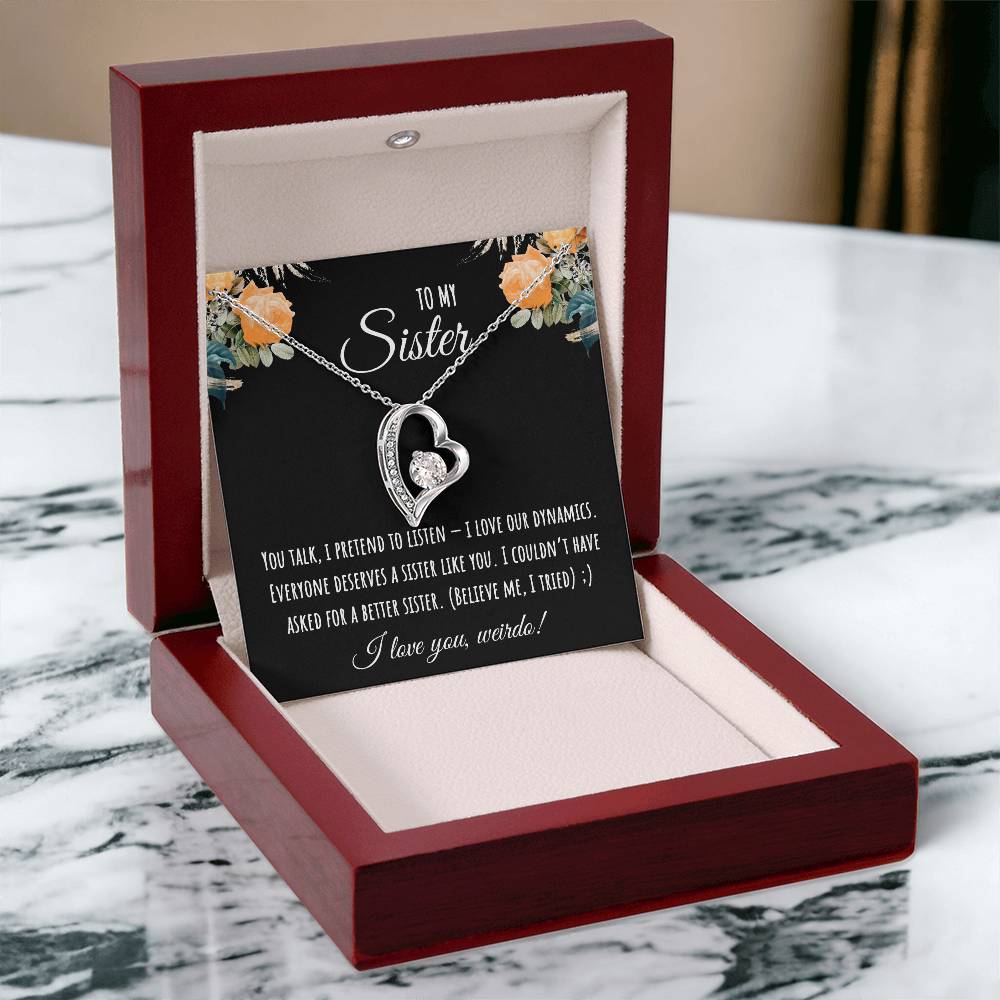 Valentine's Day Gift,To My Sister Necklace, Gift for Big Sister, Birthday Present for Little Sister, Little Sister Jewelry, Twin Sister Gift 