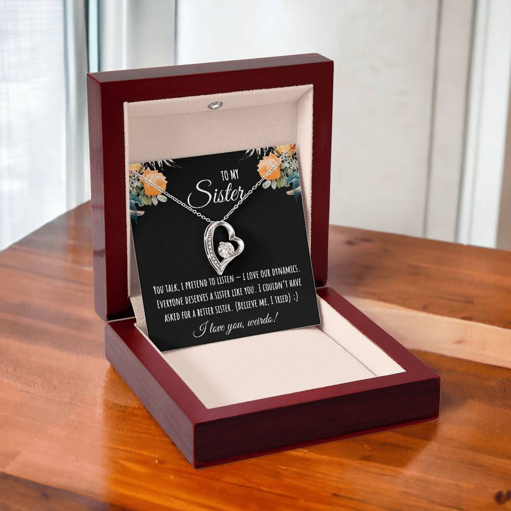 Valentine's Day Gift,To My Sister Necklace, Gift for Big Sister, Birthday Present for Little Sister, Little Sister Jewelry, Twin Sister Gift 