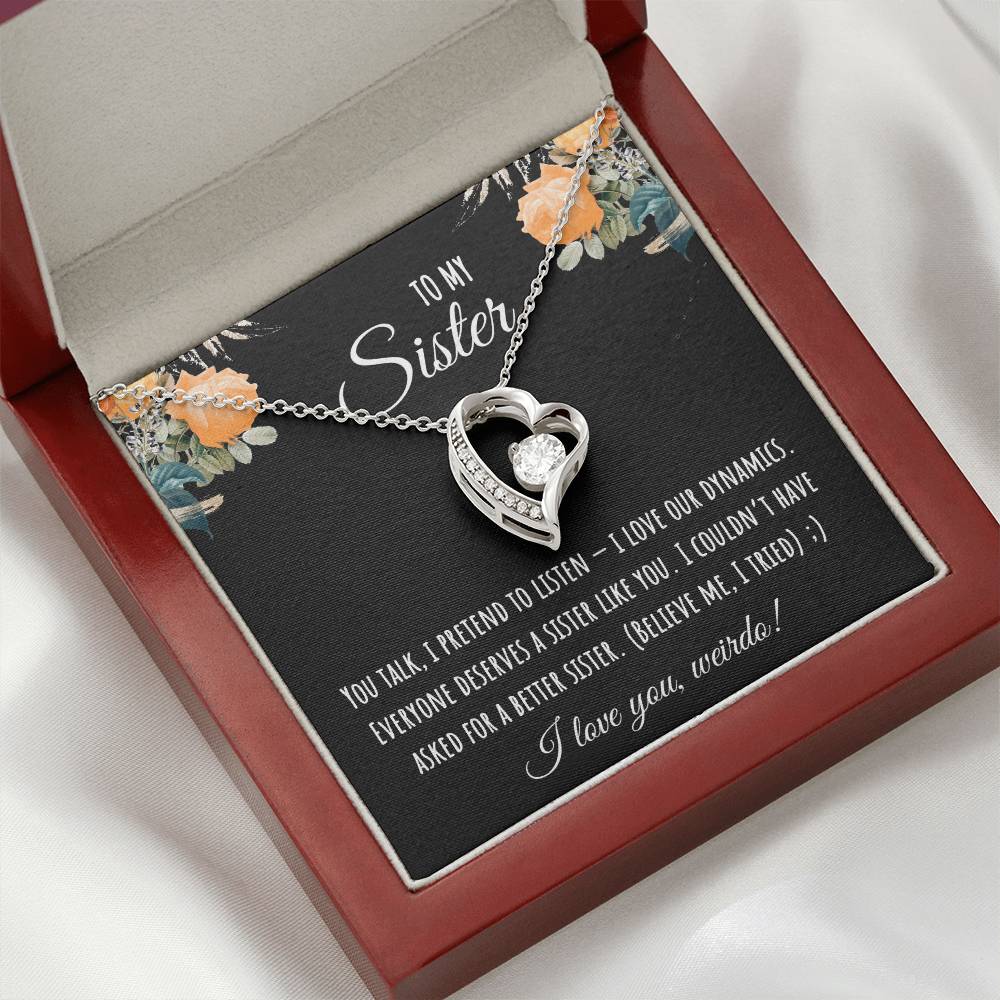 Valentine's Day Gift,To My Sister Necklace, Gift for Big Sister, Birthday Present for Little Sister, Little Sister Jewelry, Twin Sister Gift 
