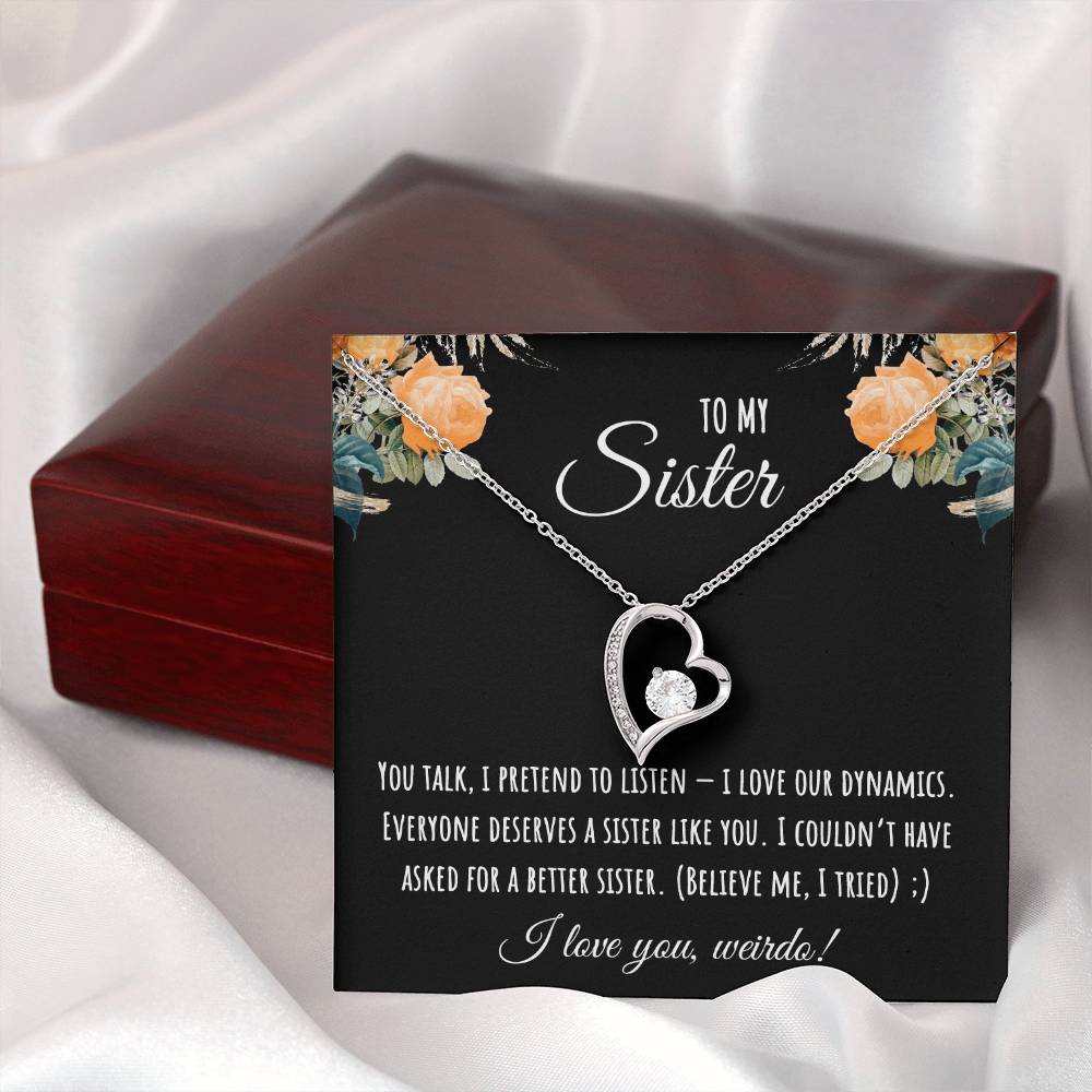 Valentine's Day Gift,To My Sister Necklace, Gift for Big Sister, Birthday Present for Little Sister, Little Sister Jewelry, Twin Sister Gift 