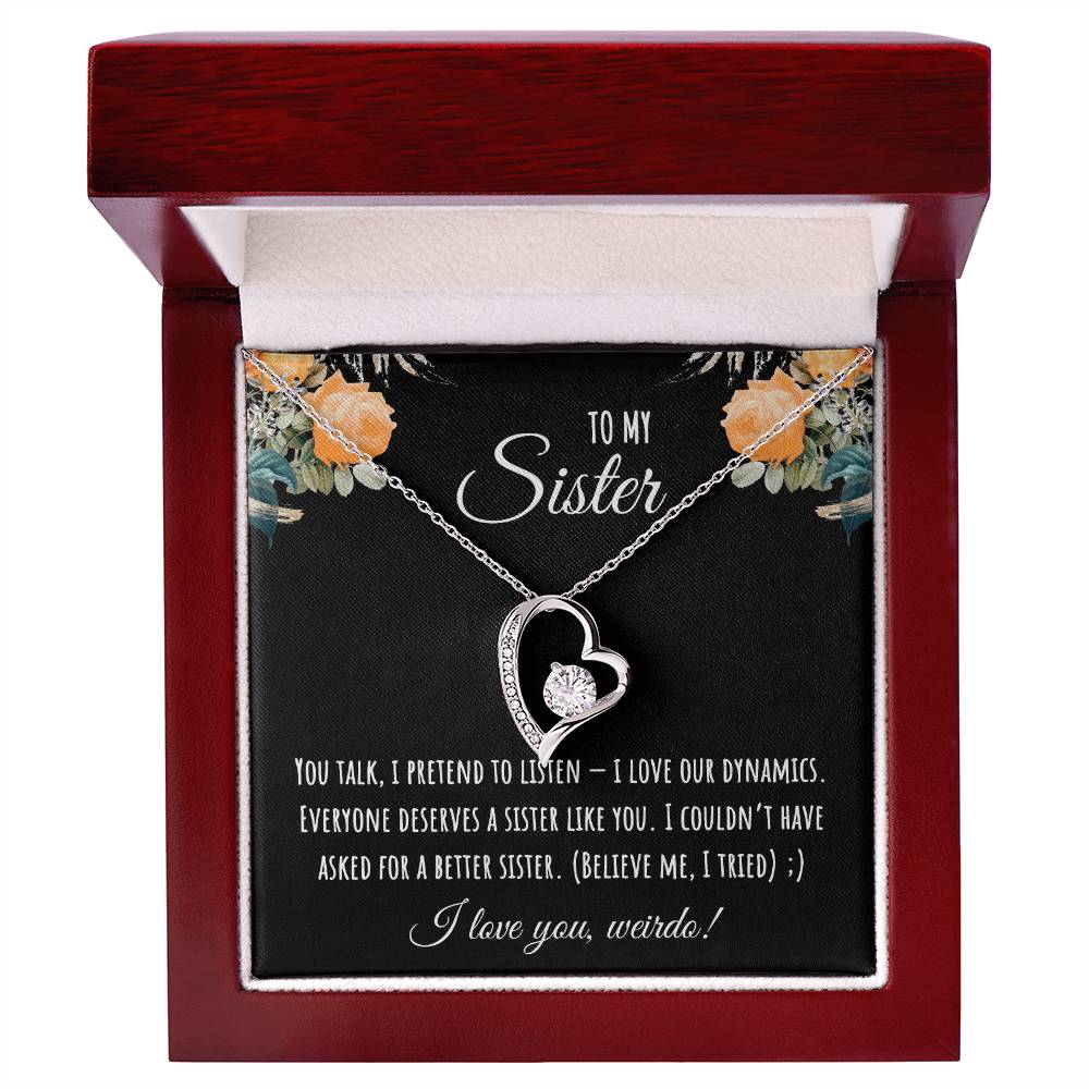 Valentine's Day Gift,To My Sister Necklace, Gift for Big Sister, Birthday Present for Little Sister, Little Sister Jewelry, Twin Sister Gift 