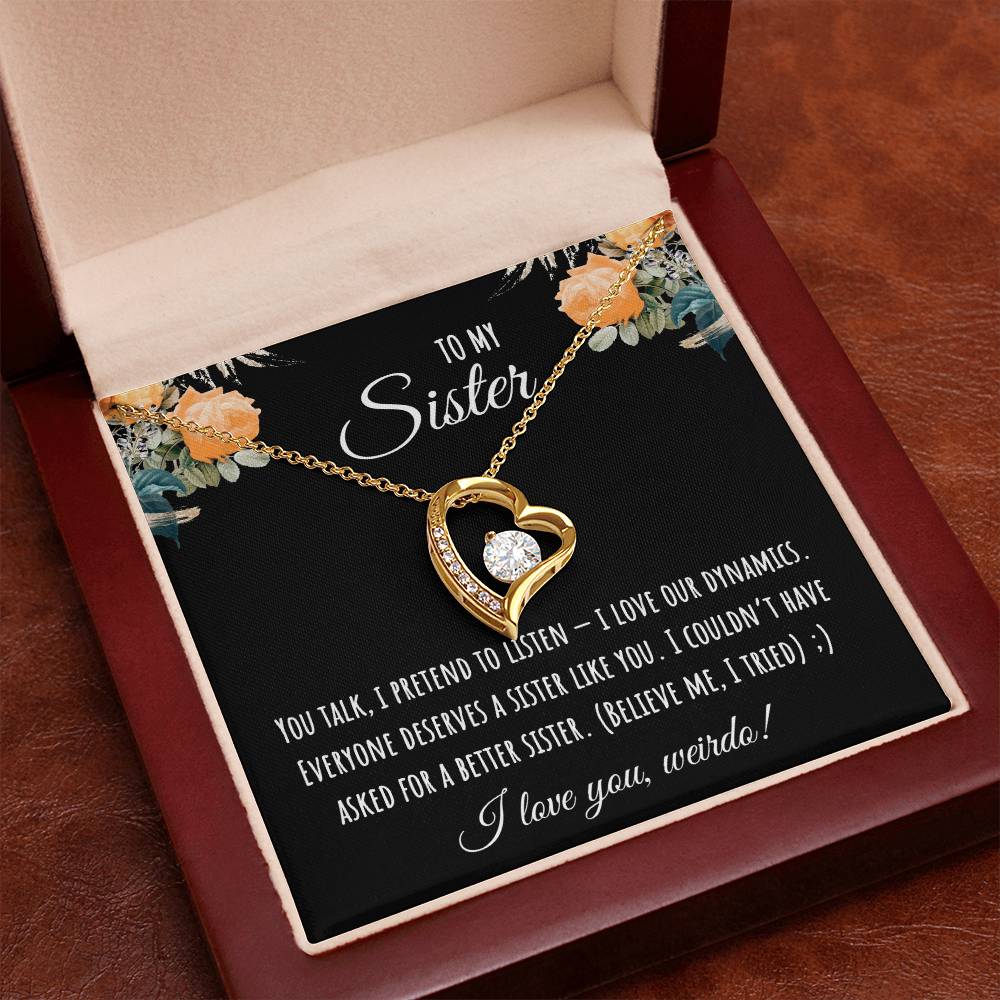 Valentine's Day Gift,To My Sister Necklace, Gift for Big Sister, Birthday Present for Little Sister, Little Sister Jewelry, Twin Sister Gift 