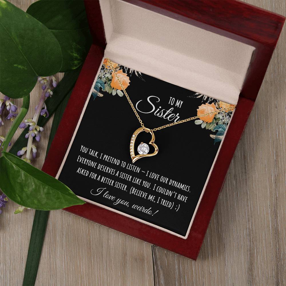 Valentine's Day Gift,To My Sister Necklace, Gift for Big Sister, Birthday Present for Little Sister, Little Sister Jewelry, Twin Sister Gift 