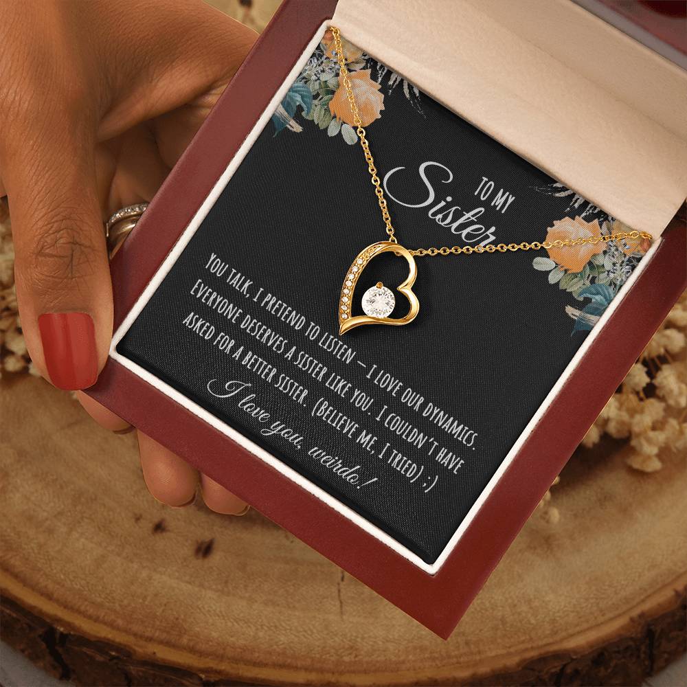 Valentine's Day Gift,To My Sister Necklace, Gift for Big Sister, Birthday Present for Little Sister, Little Sister Jewelry, Twin Sister Gift 