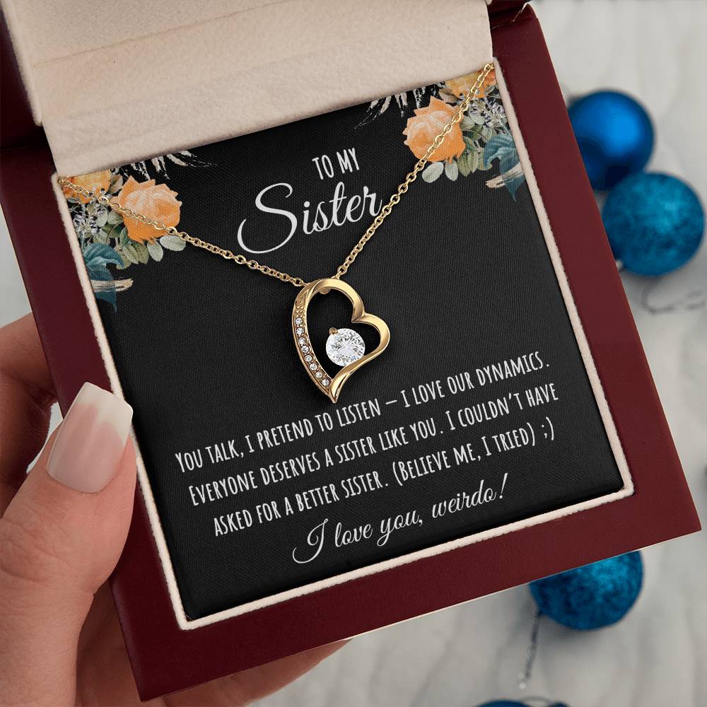 Valentine's Day Gift,To My Sister Necklace, Gift for Big Sister, Birthday Present for Little Sister, Little Sister Jewelry, Twin Sister Gift 