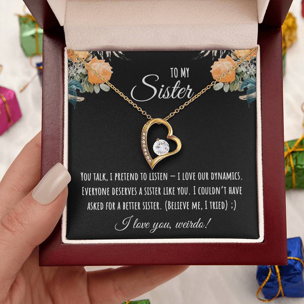 Valentine's Day Gift,To My Sister Necklace, Gift for Big Sister, Birthday Present for Little Sister, Little Sister Jewelry, Twin Sister Gift 