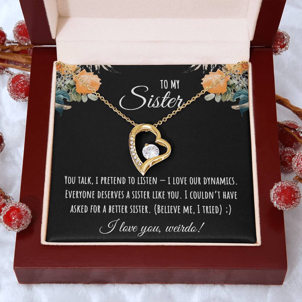 Valentine's Day Gift,To My Sister Necklace, Gift for Big Sister, Birthday Present for Little Sister, Little Sister Jewelry, Twin Sister Gift 