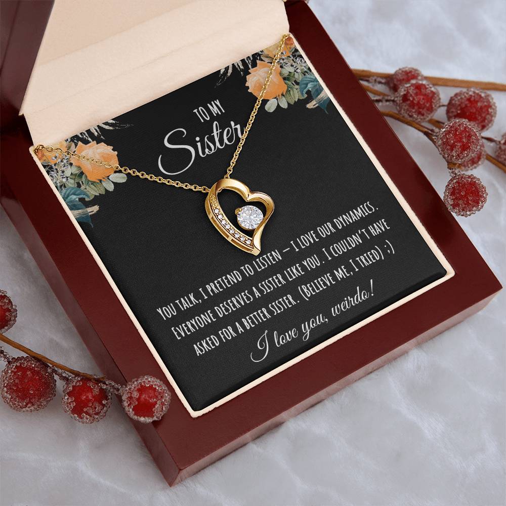 Valentine's Day Gift,To My Sister Necklace, Gift for Big Sister, Birthday Present for Little Sister, Little Sister Jewelry, Twin Sister Gift 