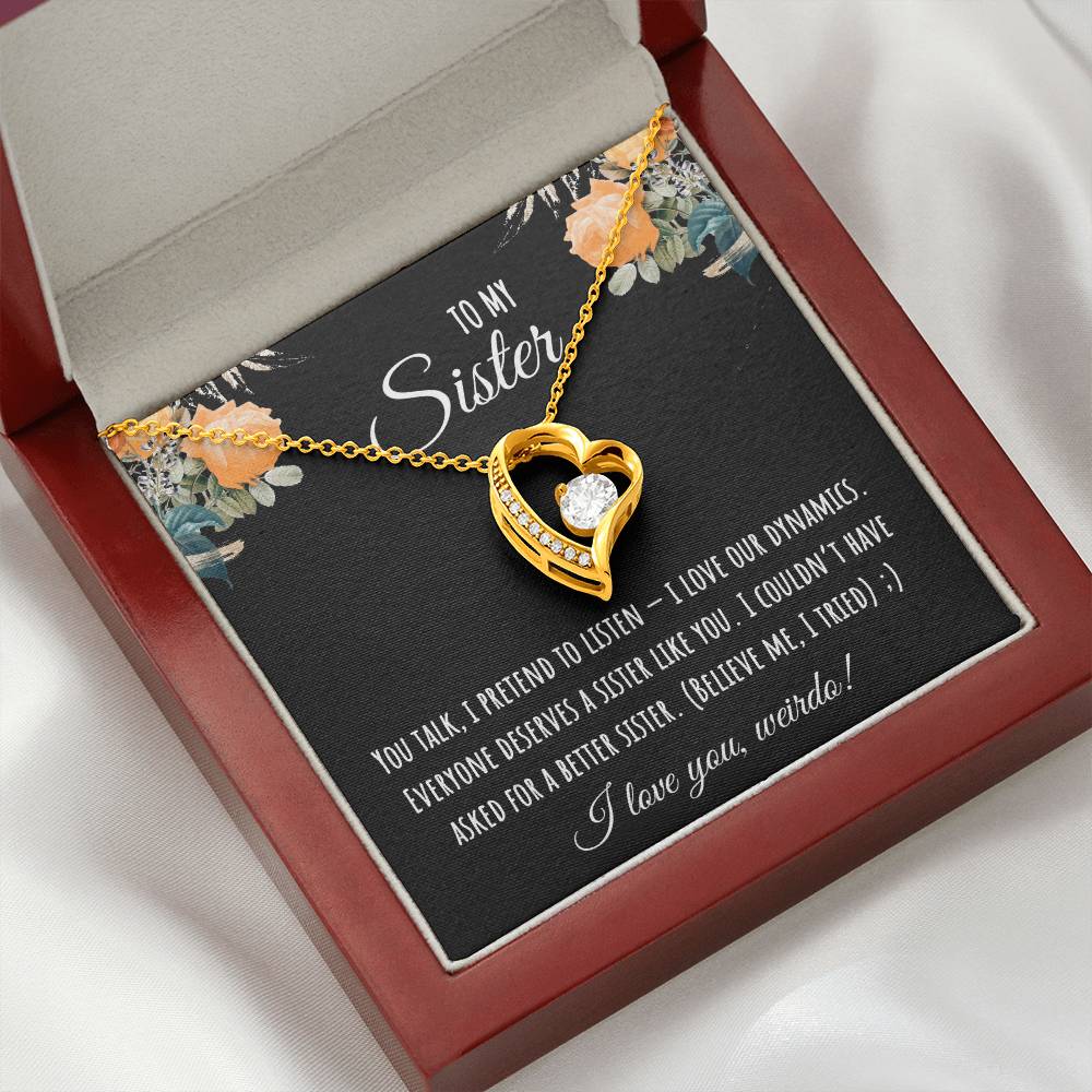 Valentine's Day Gift,To My Sister Necklace, Gift for Big Sister, Birthday Present for Little Sister, Little Sister Jewelry, Twin Sister Gift 