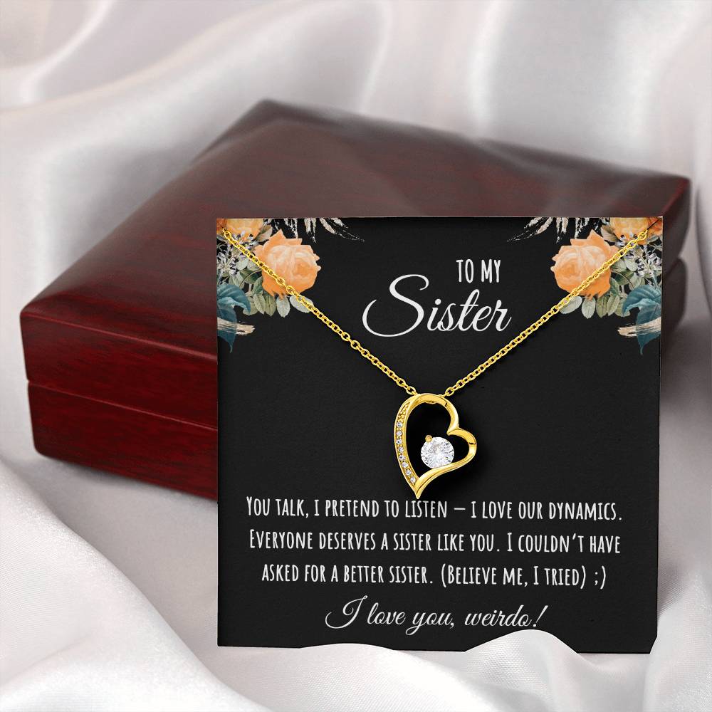 Valentine's Day Gift,To My Sister Necklace, Gift for Big Sister, Birthday Present for Little Sister, Little Sister Jewelry, Twin Sister Gift 