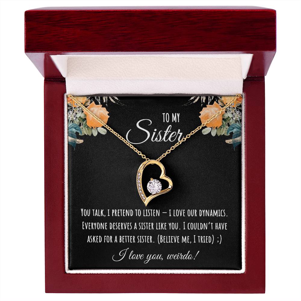 Valentine's Day Gift,To My Sister Necklace, Gift for Big Sister, Birthday Present for Little Sister, Little Sister Jewelry, Twin Sister Gift 