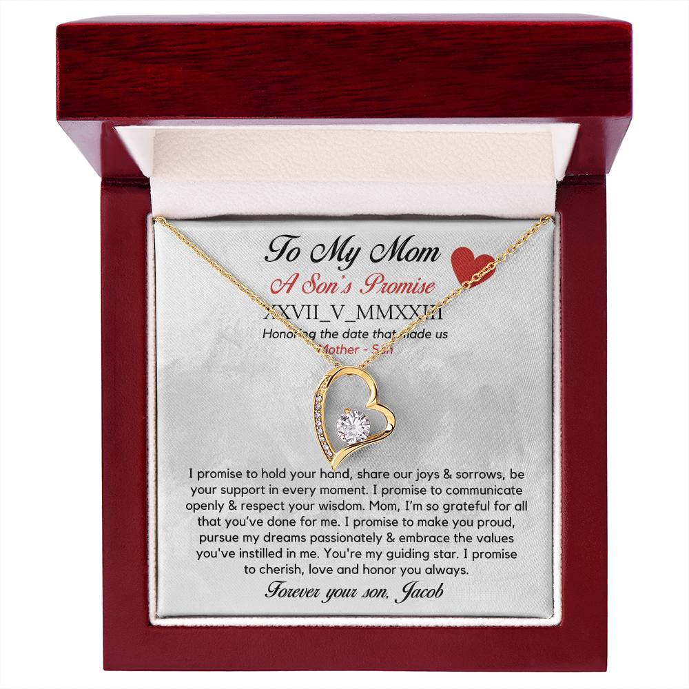 Personalised Roman Numeral Names Message Necklace Gift for Mom, Valentines Day Custom Gift, Mother's Day Gift To my Mom from Son