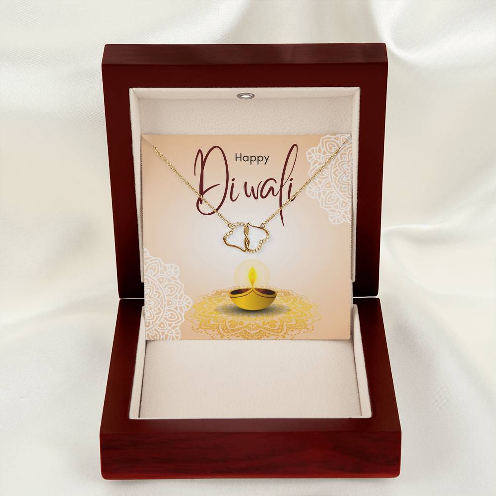 Happy Diwali Necklace, For Wife, 10k and 14k Gold, 18 0.07 Carat Diamonds , Deepavali Gift, Diwali Jewelry, Diwali Gifts, Deepavali Gift