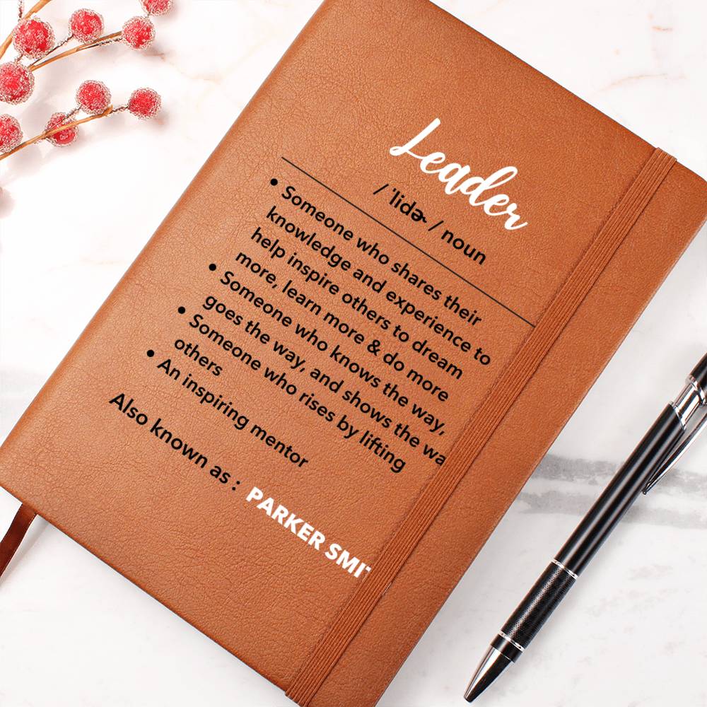 Personalized Leader Definition Journal, Manager gift, teacher gift, coach gift, speaker gift, social worker gift, gift for boss, mentor gift