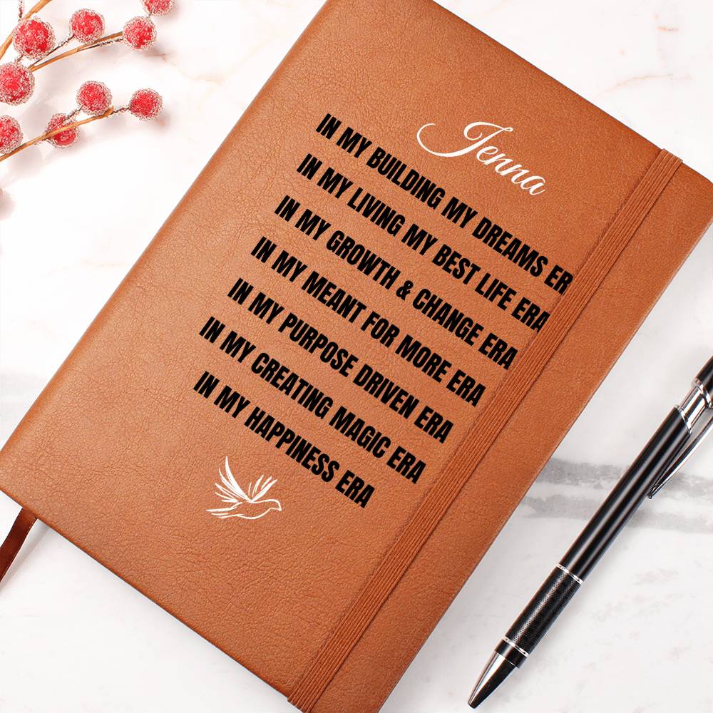 Personalized Name Leather Journal, Motivational Inspirational Quotes, In My Era Diary, Self Love Club, Dreams & Wellness Mental Health Gift