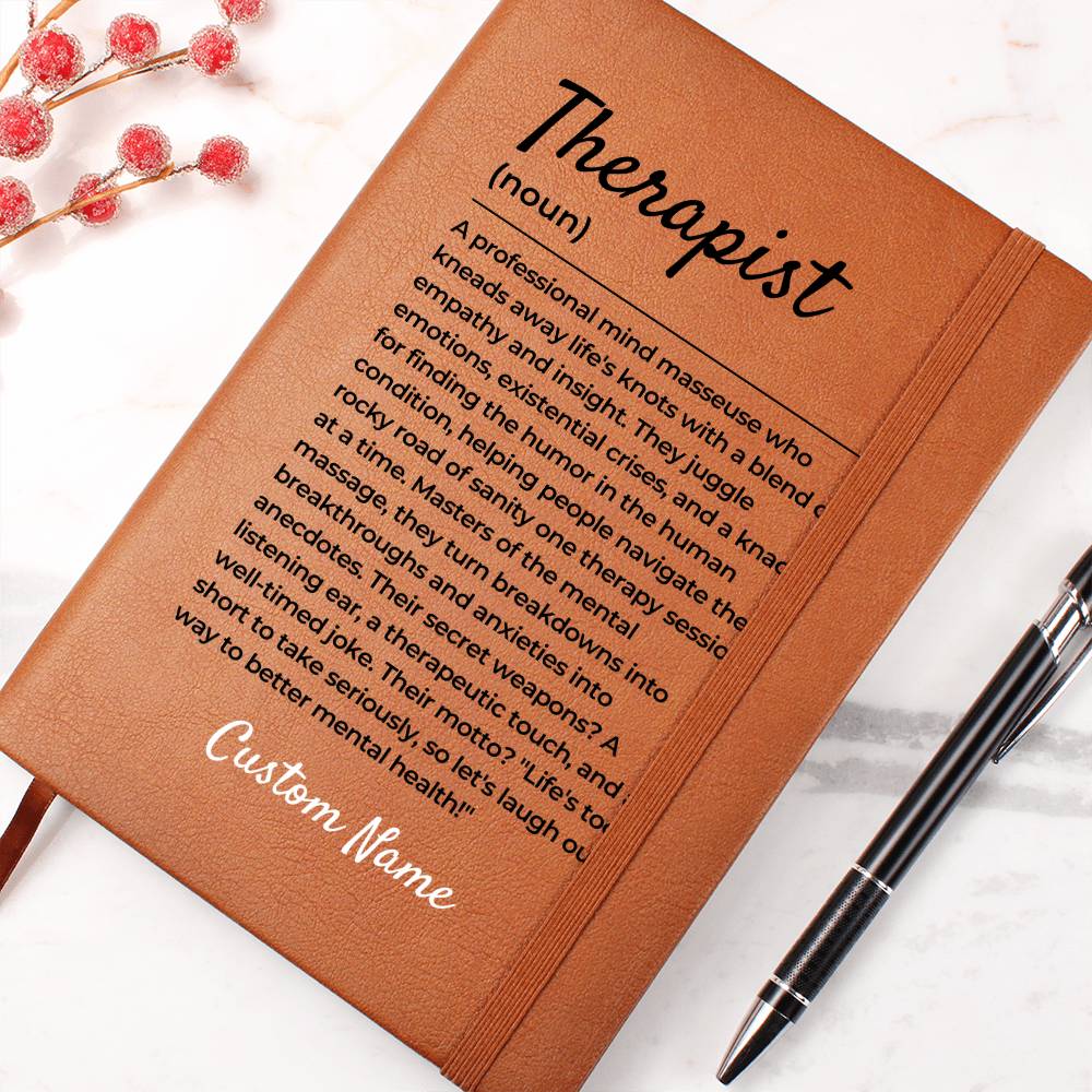 Therapist Gift, Funny Therapist Definition Leather Journal, Funny Gift For Counsellor, Counselling Session Graduation Gift for New Therapist