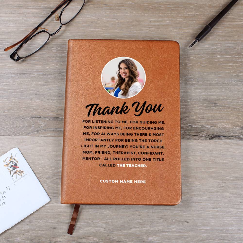 Thank You Teacher Journal, Teacher retirement gift, Teacher Gratitude, Appreciation Gifts for women teacher, Custom Photo and Name