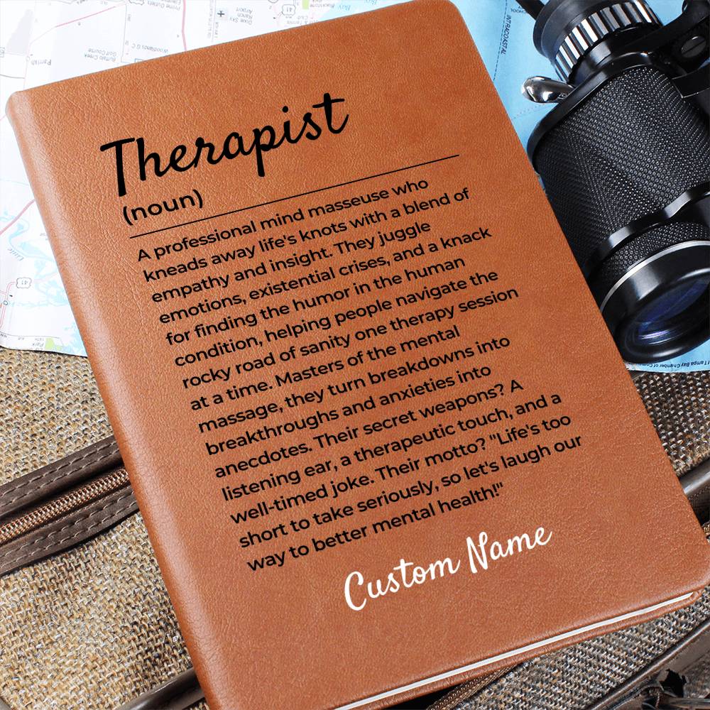 Therapist Gift, Funny Therapist Definition Leather Journal, Funny Gift For Counsellor, Counselling Session Graduation Gift for New Therapist
