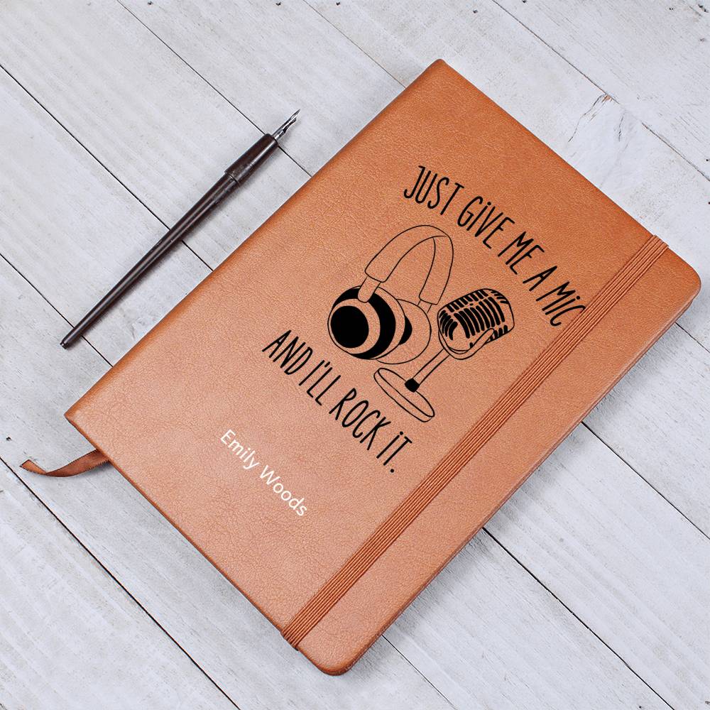 Classic Microphone Headphone Personalized Lyric Journal, Gift for Singer, Songwriter, Gift for Artist, Gift for Podcast, Speaker, Musician