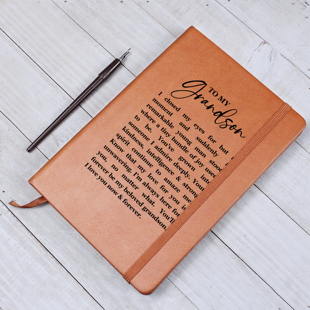 Heartfelt Grandson Leather Journal, Gift for Grandson from Grandfather, Sentimental Gift from Grandmother, Birthday Gift for Grandson