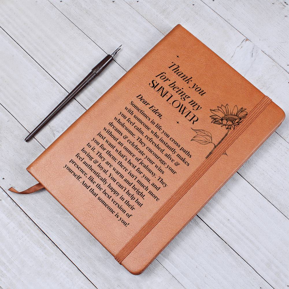 Personalised Special Person Gifts Flower Gift for Friends Mentor Birthday Gift Leather Journal Sentimental Appreciation Gifts Thank You Gift