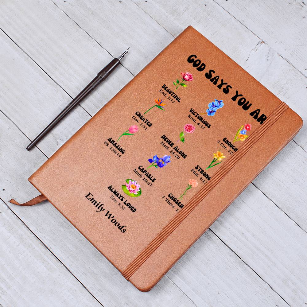 Personalised Name Prayer Journal, Positive Affirmations Journal Christian Gift Notebook for Women God Says You Are, Religious Gift for Girls