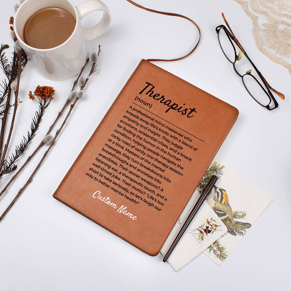 Therapist Gift, Funny Therapist Definition Leather Journal, Funny Gift For Counsellor, Counselling Session Graduation Gift for New Therapist