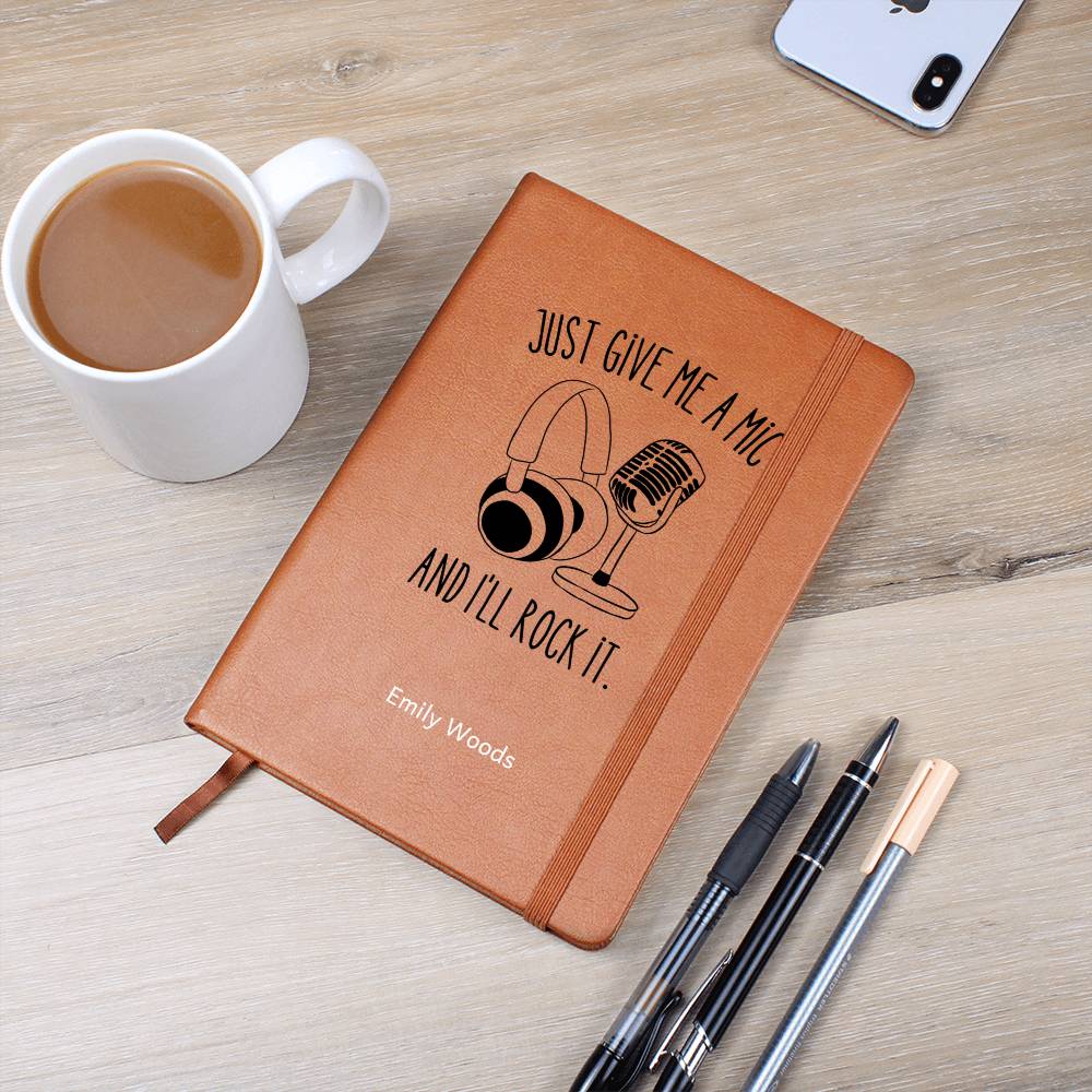 Classic Microphone Headphone Personalized Lyric Journal, Gift for Singer, Songwriter, Gift for Artist, Gift for Podcast, Speaker, Musician