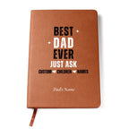 Personalized Best Dad Ever Just Ask Journal with Custom & Dad Children Names, Father's Day Gift for Him,  Fathers Day Gifts Leather Notebook
