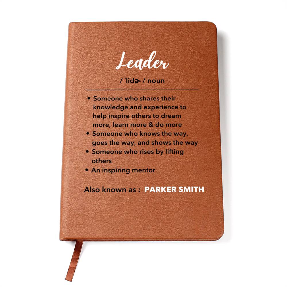 Personalized Leader Definition Journal, Manager gift, teacher gift, coach gift, speaker gift, social worker gift, gift for boss, mentor gift