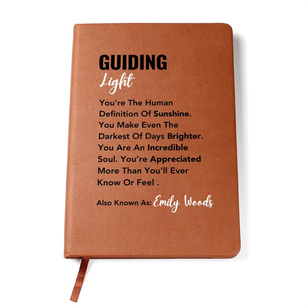 Guiding Light Journal, gift for a leader, inspirational teacher, coach, guest speaker, social worker gift, graduation gift, Difference Maker