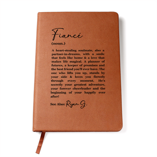 Personalized Fiancé Leather Journal, Fiancé Appreciation, Fiancé Birthday Gift, Sentimental Heartfelt Gift from Fiancée,Valentine's Day Gift
