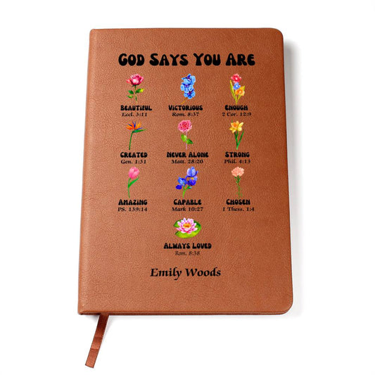 Personalised Name Prayer Journal, Positive Affirmations Journal Christian Gift Notebook for Women God Says You Are, Religious Gift for Girls