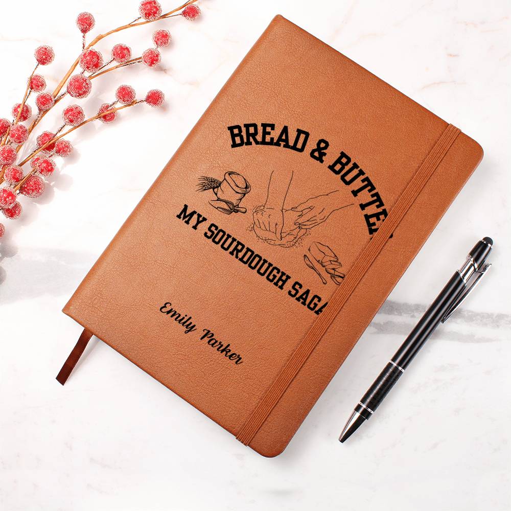 Custom Name Leather Journal, Sourdough Starter, Homestead Baking Gift, Bread Baking Gift Baking Journal Recipe Book, Homesteading gift