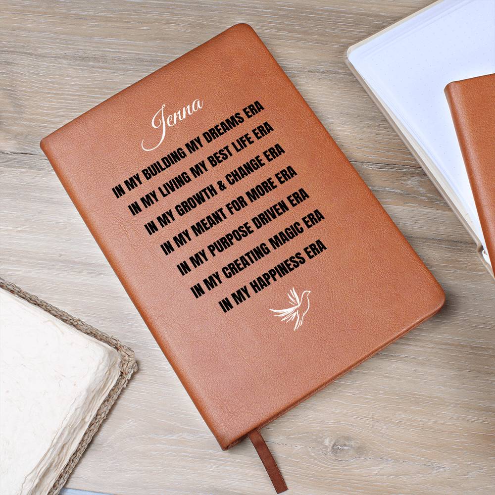 Personalized Name Leather Journal, Motivational Inspirational Quotes, In My Era Diary, Self Love Club, Dreams & Wellness Mental Health Gift
