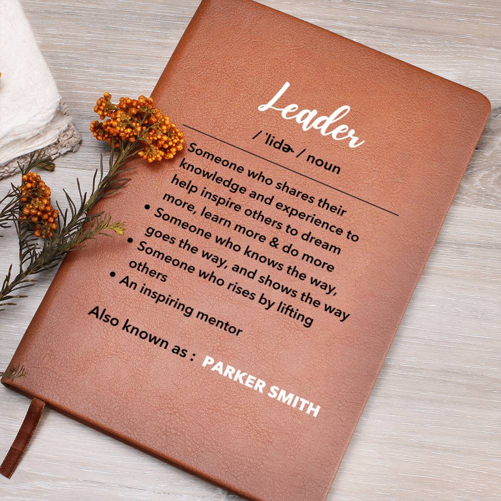 Personalized Leader Definition Journal, Manager gift, teacher gift, coach gift, speaker gift, social worker gift, gift for boss, mentor gift