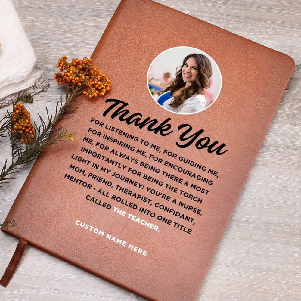 Thank You Teacher Journal, Teacher retirement gift, Teacher Gratitude, Appreciation Gifts for women teacher, Custom Photo and Name