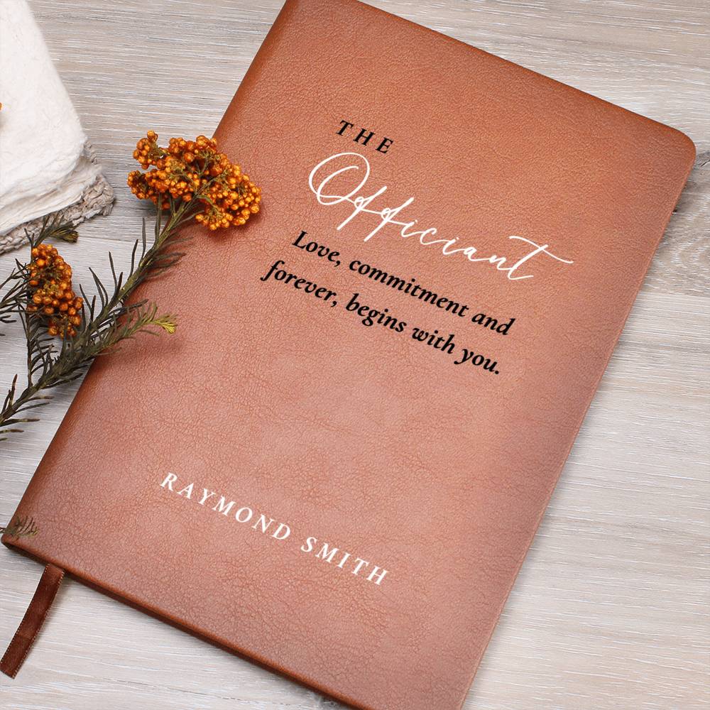 Custom Name Wedding Officiant Book, Ceremony Journal, Speech Sermon Toast, thank you Pastor Host Gift, reverend notebook, wedding day gifts
