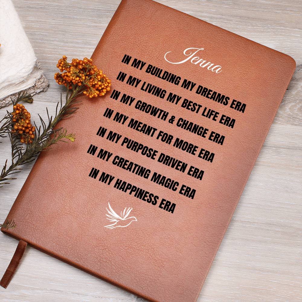 Personalized Name Leather Journal, Motivational Inspirational Quotes, In My Era Diary, Self Love Club, Dreams & Wellness Mental Health Gift