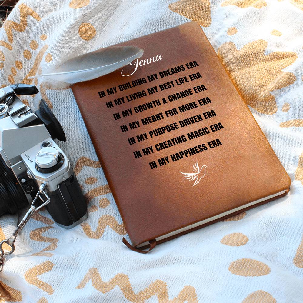 Personalized Name Leather Journal, Motivational Inspirational Quotes, In My Era Diary, Self Love Club, Dreams & Wellness Mental Health Gift