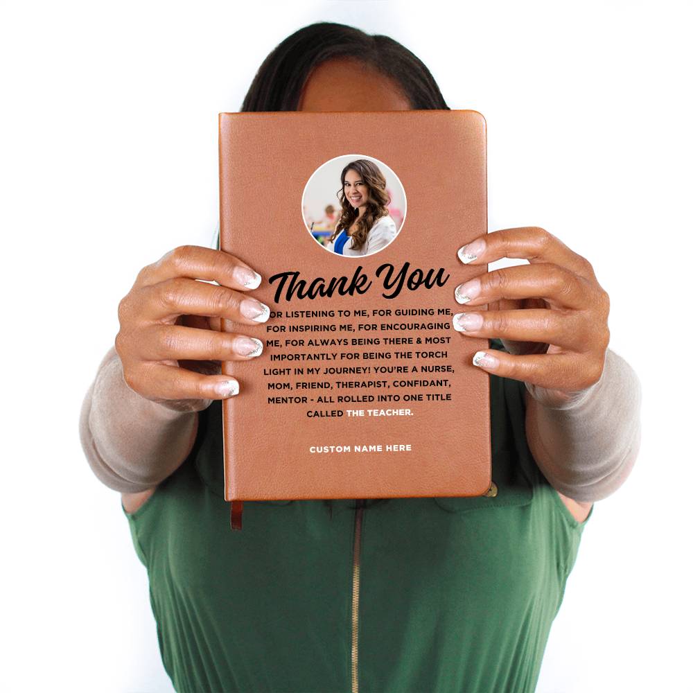 Thank You Teacher Journal, Teacher retirement gift, Teacher Gratitude, Appreciation Gifts for women teacher, Custom Photo and Name