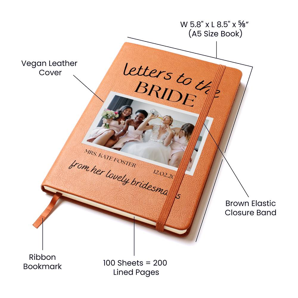 Letters to the Bride from Bridesmaids Personalised Bride's Name & Wedding Date Journal Best Friend Notebook Gifts Bridal Gifts Wedding Gift