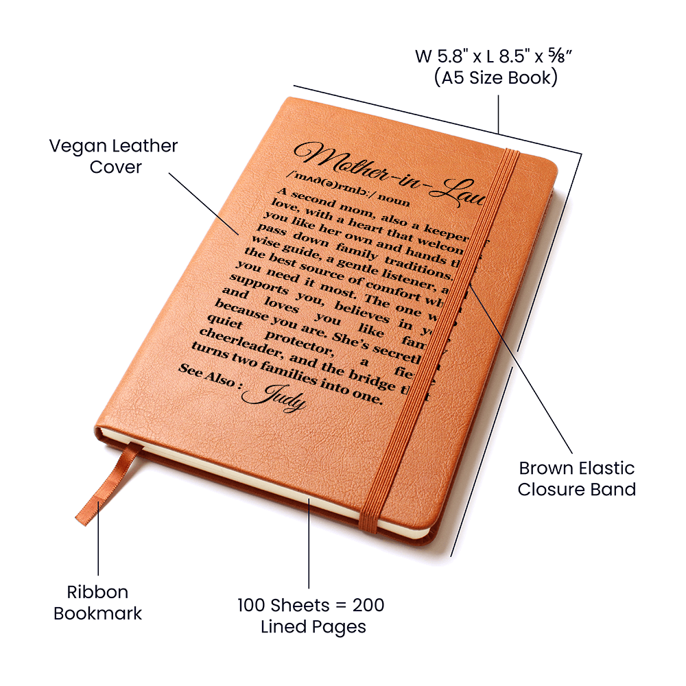 Leather Journal Gift for Mother In Law, Birthday Gift for Her, Gift from Daughter in Law, Gift from Son in Law, Mother in Law Appreciation