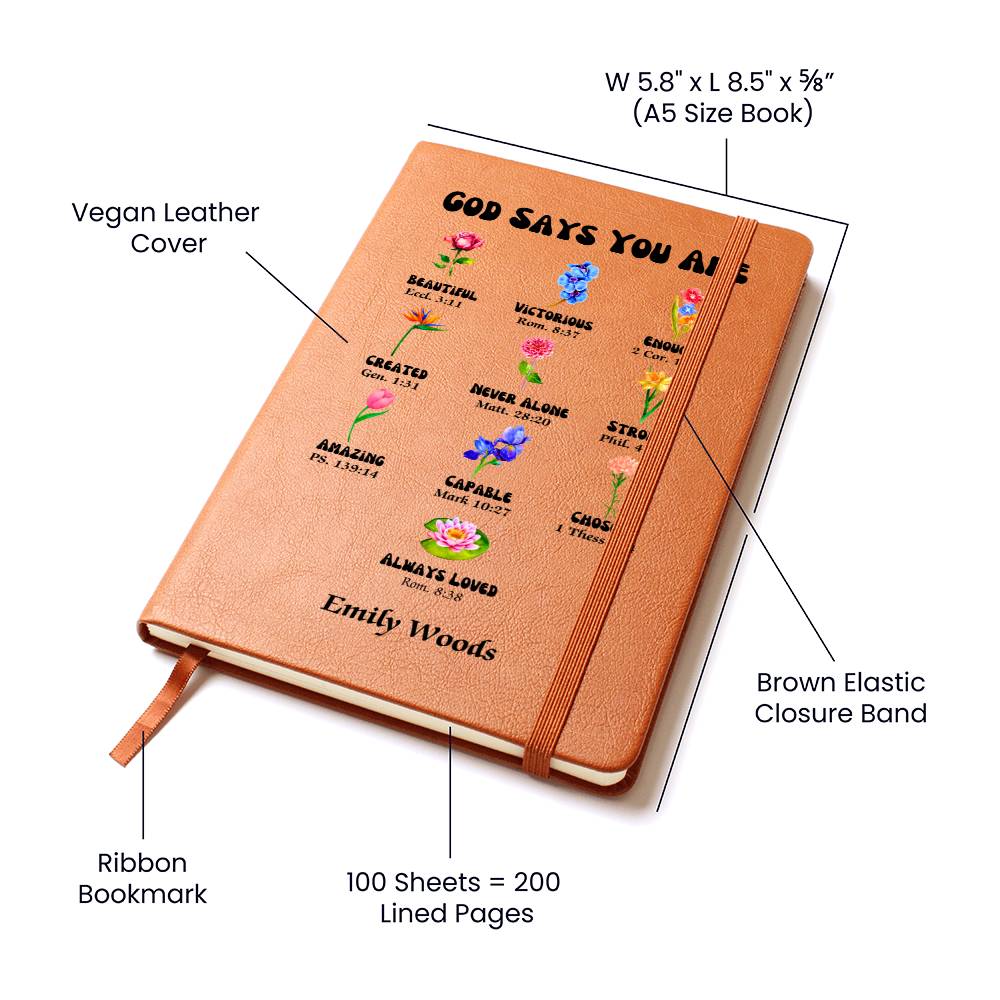 Personalised Name Prayer Journal, Positive Affirmations Journal Christian Gift Notebook for Women God Says You Are, Religious Gift for Girls