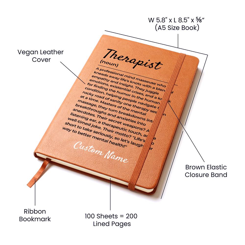 Therapist Gift, Funny Therapist Definition Leather Journal, Funny Gift For Counsellor, Counselling Session Graduation Gift for New Therapist