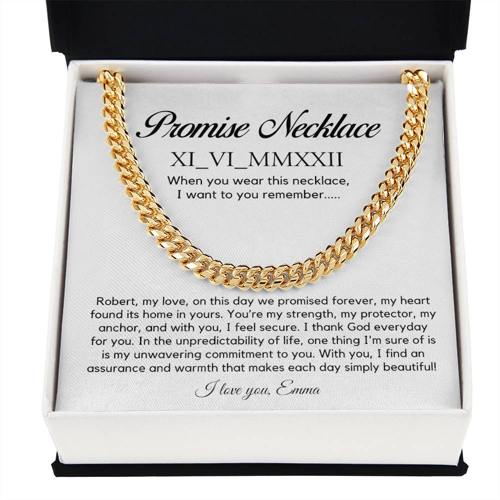 Personalised Promise Necklace For Him, Promise Gifts For Him, Boyfriend Promise Necklace, Gift For Boyfriend, Guy Valentine Gift, Boyfriend Birthday Gift