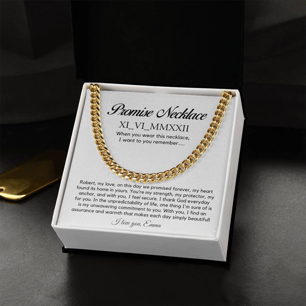 Personalised Promise Necklace For Him, Promise Gifts For Him, Boyfriend Promise Necklace, Gift For Boyfriend, Guy Valentine Gift, Boyfriend Birthday Gift