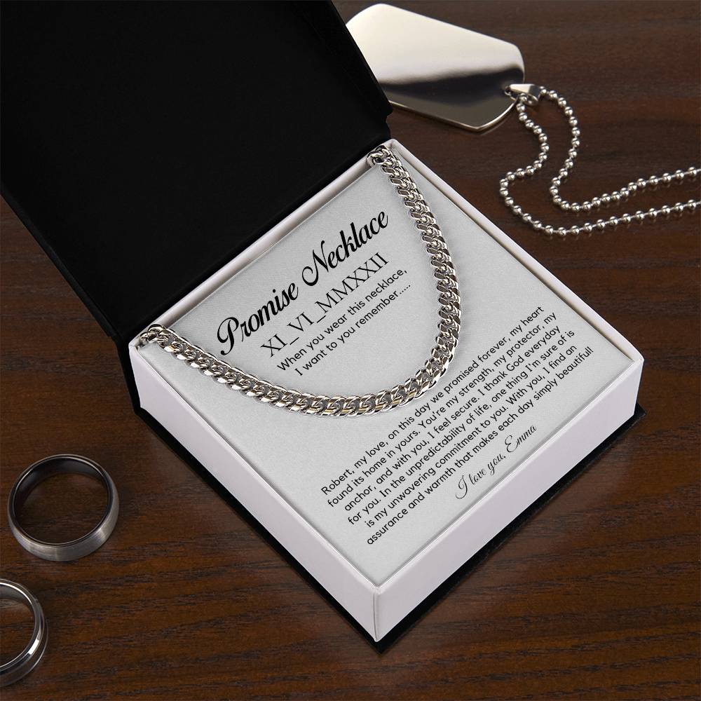Personalised Promise Necklace For Him, Promise Gifts For Him, Boyfriend Promise Necklace, Gift For Boyfriend, Guy Valentine Gift, Boyfriend Birthday Gift
