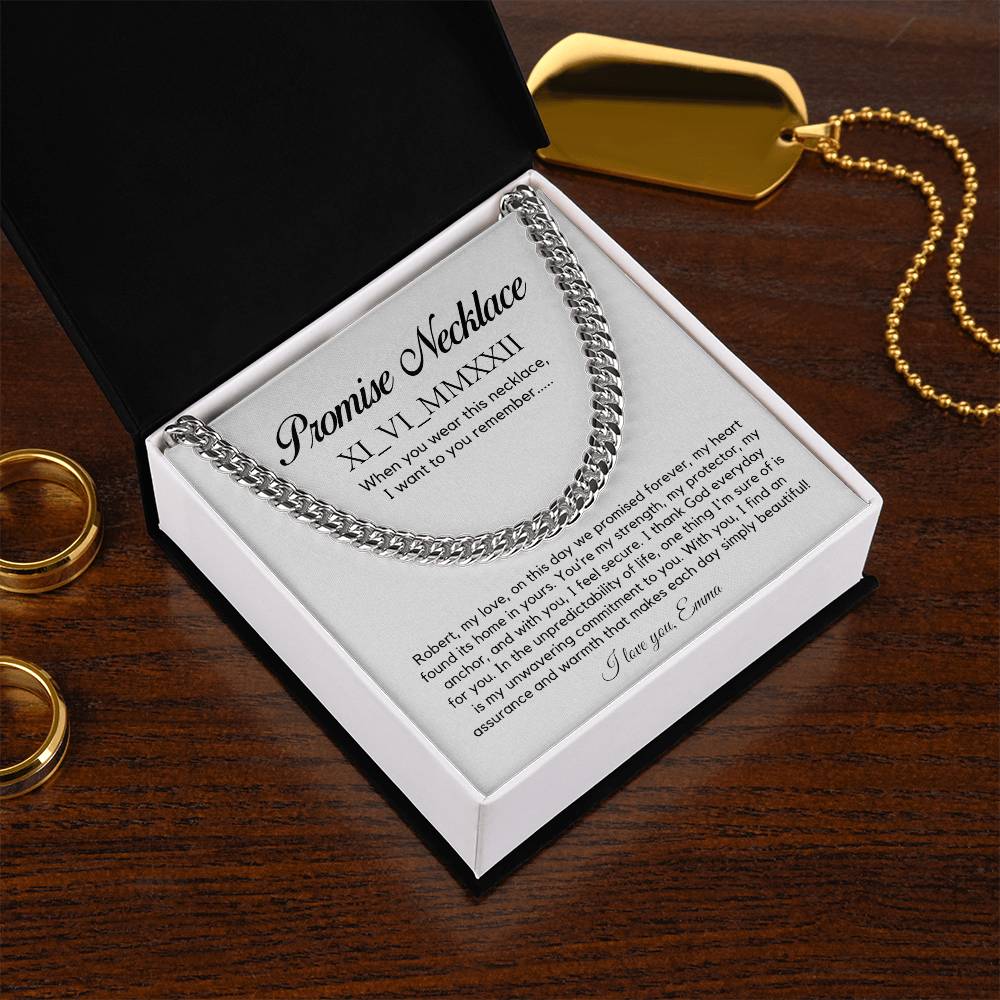 Personalised Promise Necklace For Him, Promise Gifts For Him, Boyfriend Promise Necklace, Gift For Boyfriend, Guy Valentine Gift, Boyfriend Birthday Gift