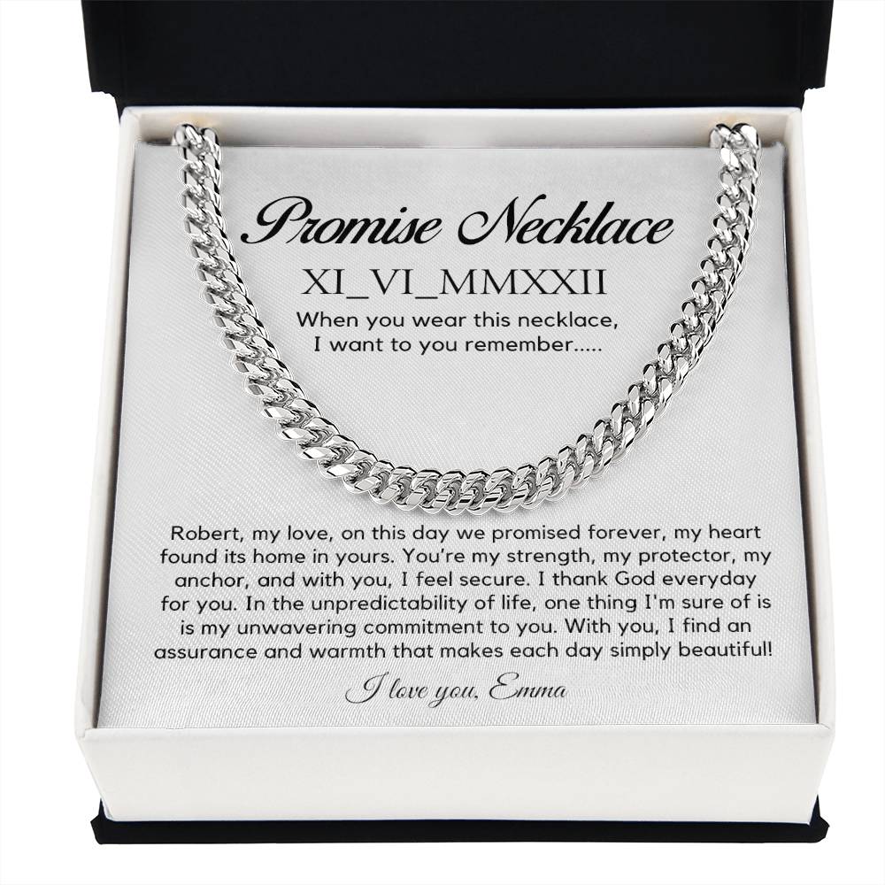 Personalised Promise Necklace For Him, Promise Gifts For Him, Boyfriend Promise Necklace, Gift For Boyfriend, Guy Valentine Gift, Boyfriend Birthday Gift